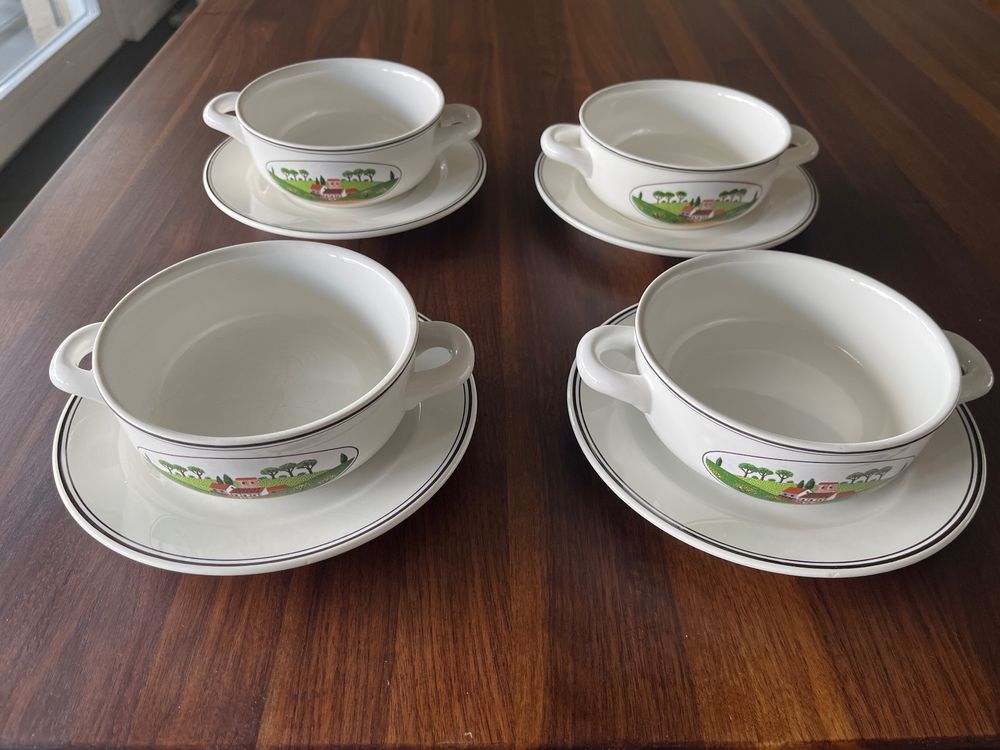 4 assiettes à soupe et sous-tasse Laplau Villeroy&Bosch (D'occasion) à