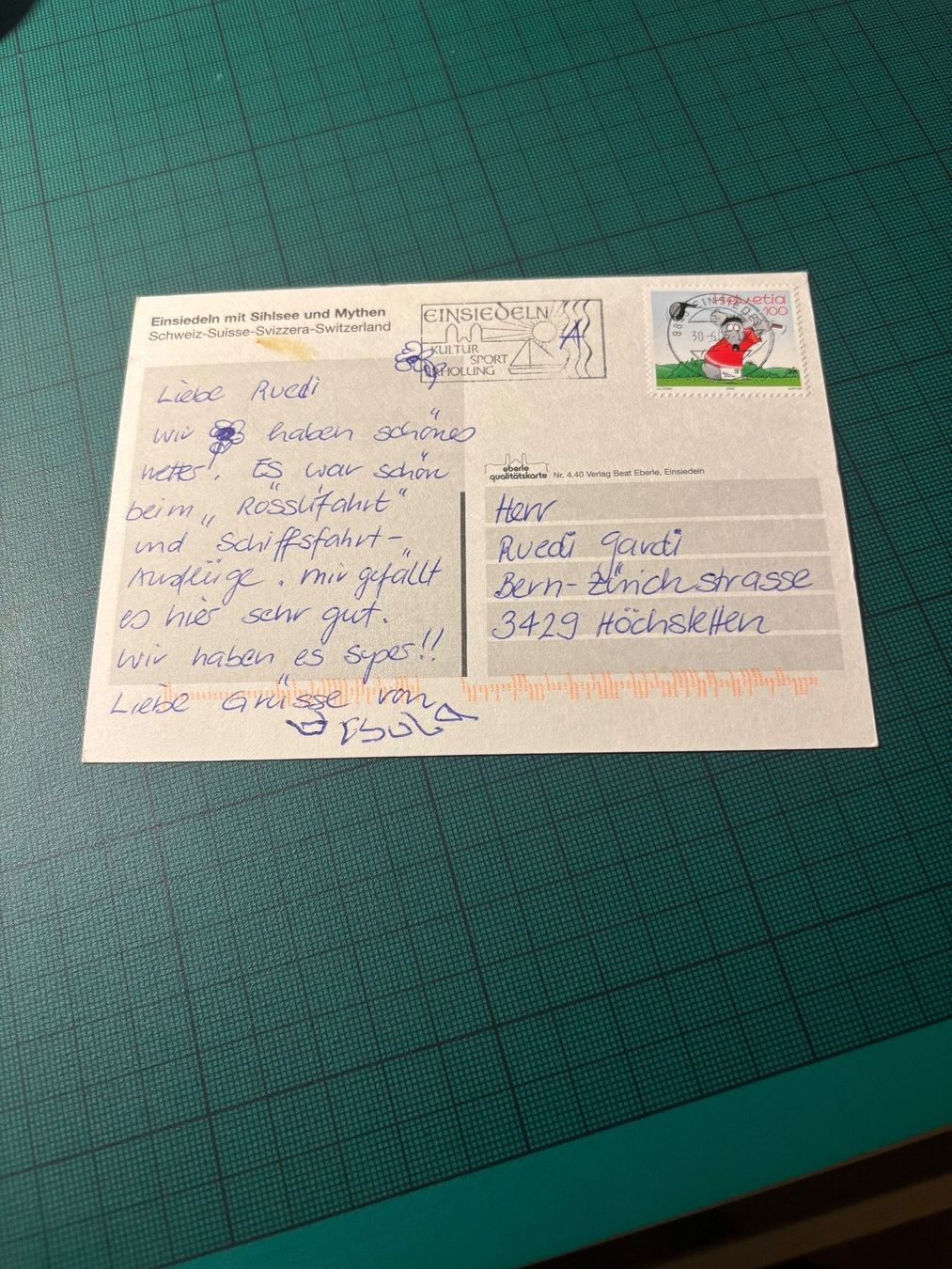 Ansichtskarten: AK EINSIEDELN  mit Vollstempel.. – Gebraucht aus Utzenstorf von Rose0303 2