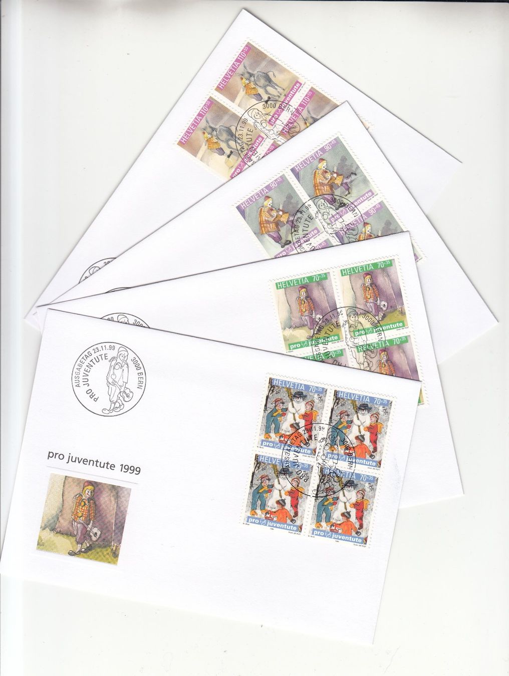 Tutti i francobolli: SBK J352 - J355 im 4er-Block FDC – Usato da Bürglen TG venduto da StampGraf