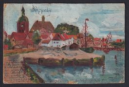 Handgemalt: Kappeln, Ortsansicht mit Haf