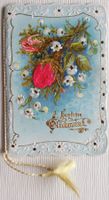 Glückwunschkarte geprägt, mit Seide, um 1900 (III)