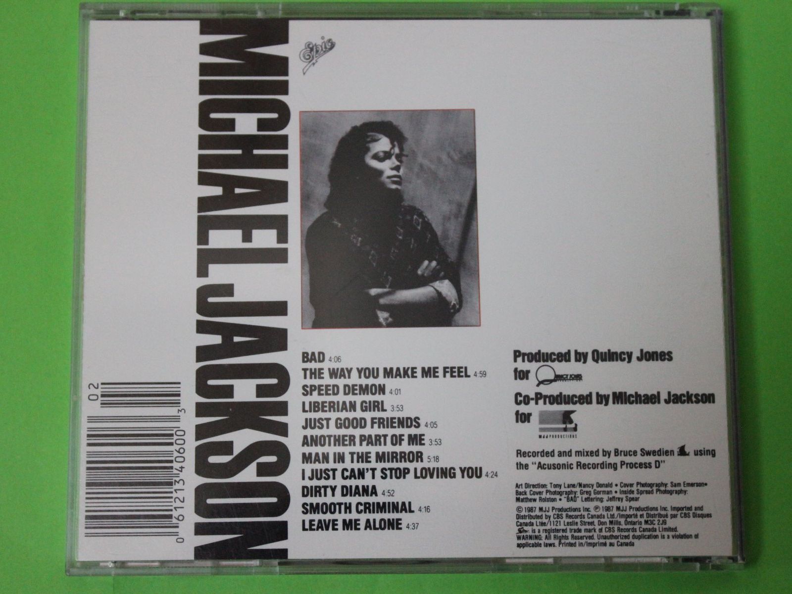 CD: Michael Jackson - Bad CD USA Booklet Canada (Label: Epic) – Usato da Tübach venduto da JamesStone 2