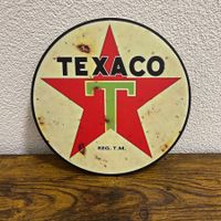 Texaco Motoröl – Vintage-Blechschild (∅20 cm)