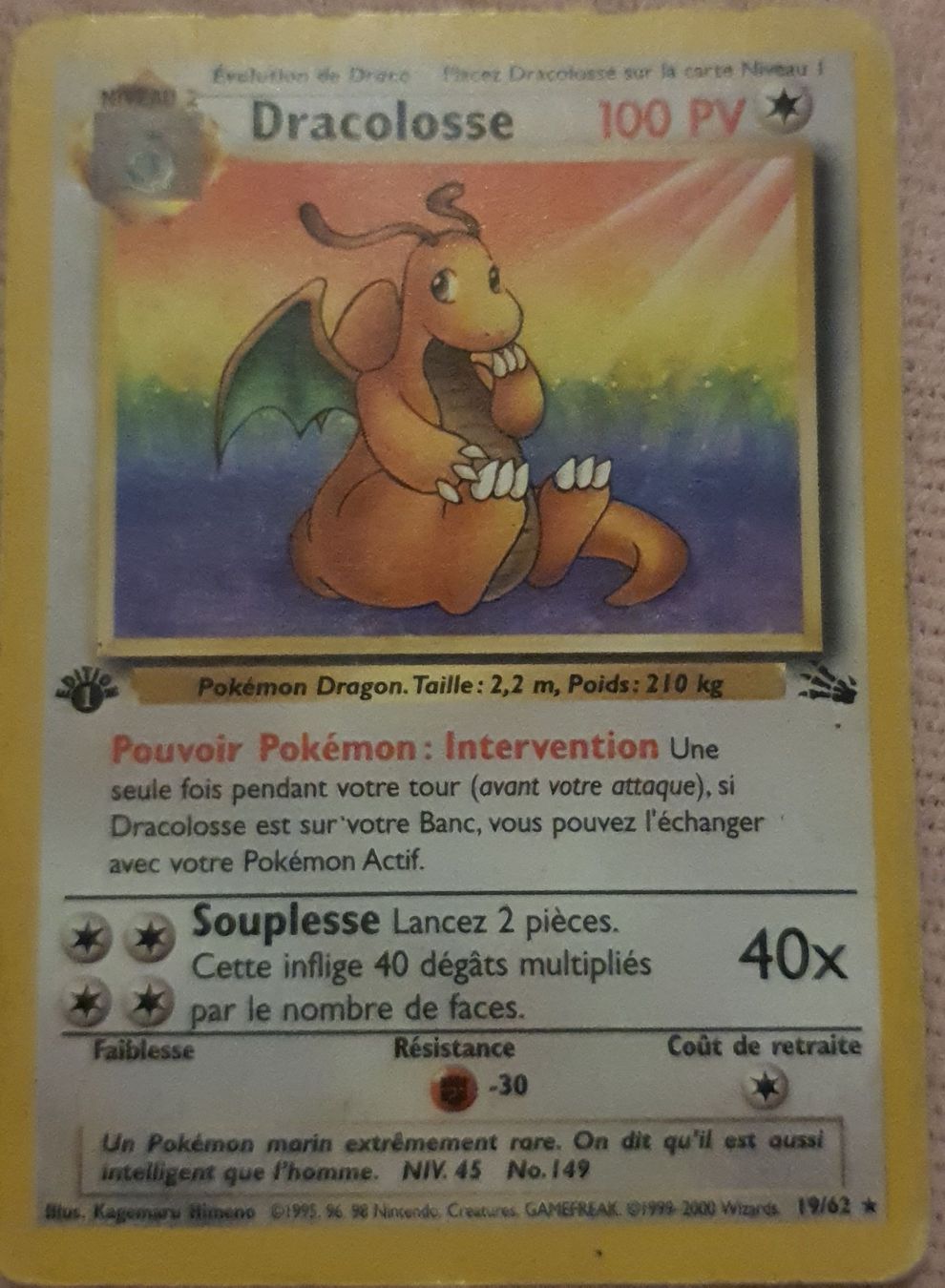carte-pok-mon-dracolosse-19-62-rare-1er-edition-d-occasion-vevey