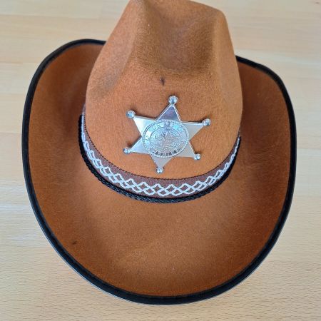 Westernhut braun mit Sheriffstern Kostüm Zubehör