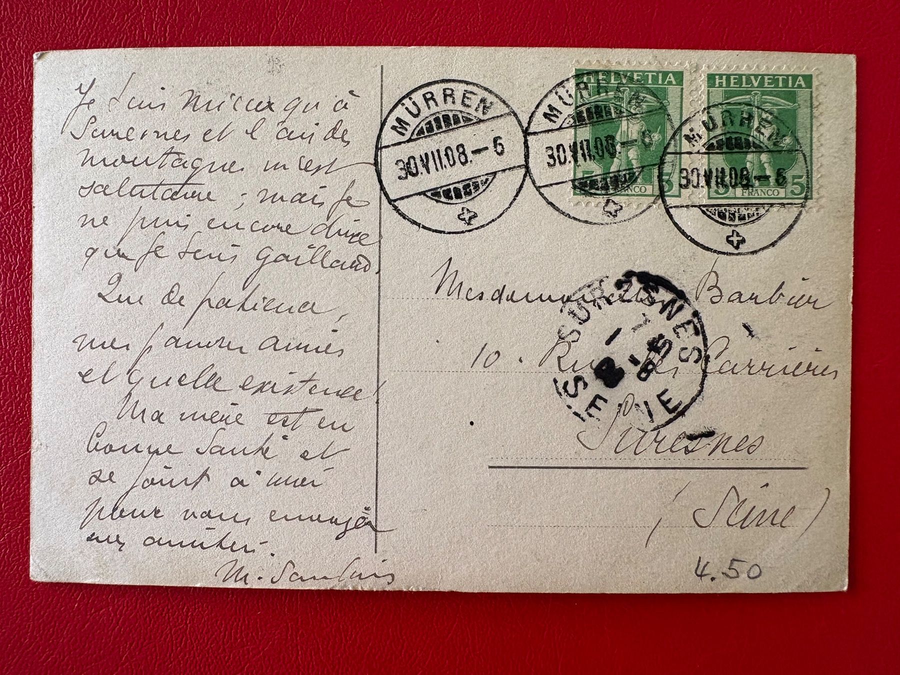 Cartoline postali: 1908 / Fotokarte Mürren – Usato da St-Légier-La Chiésaz venduto da Theo005 1