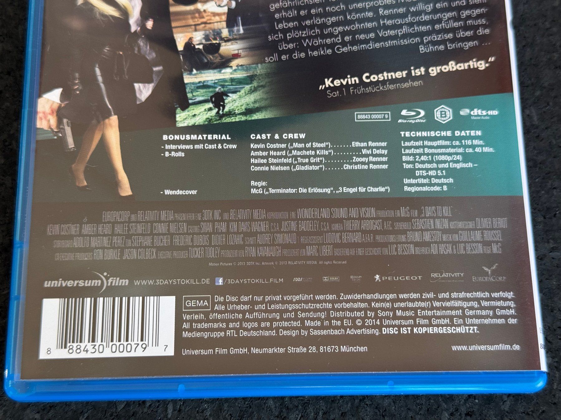 Tutti i DVDs: 3 Days to Kill Blu-ray Disc DE/EN – Usato da Fribourg venduto da tschjoly 3