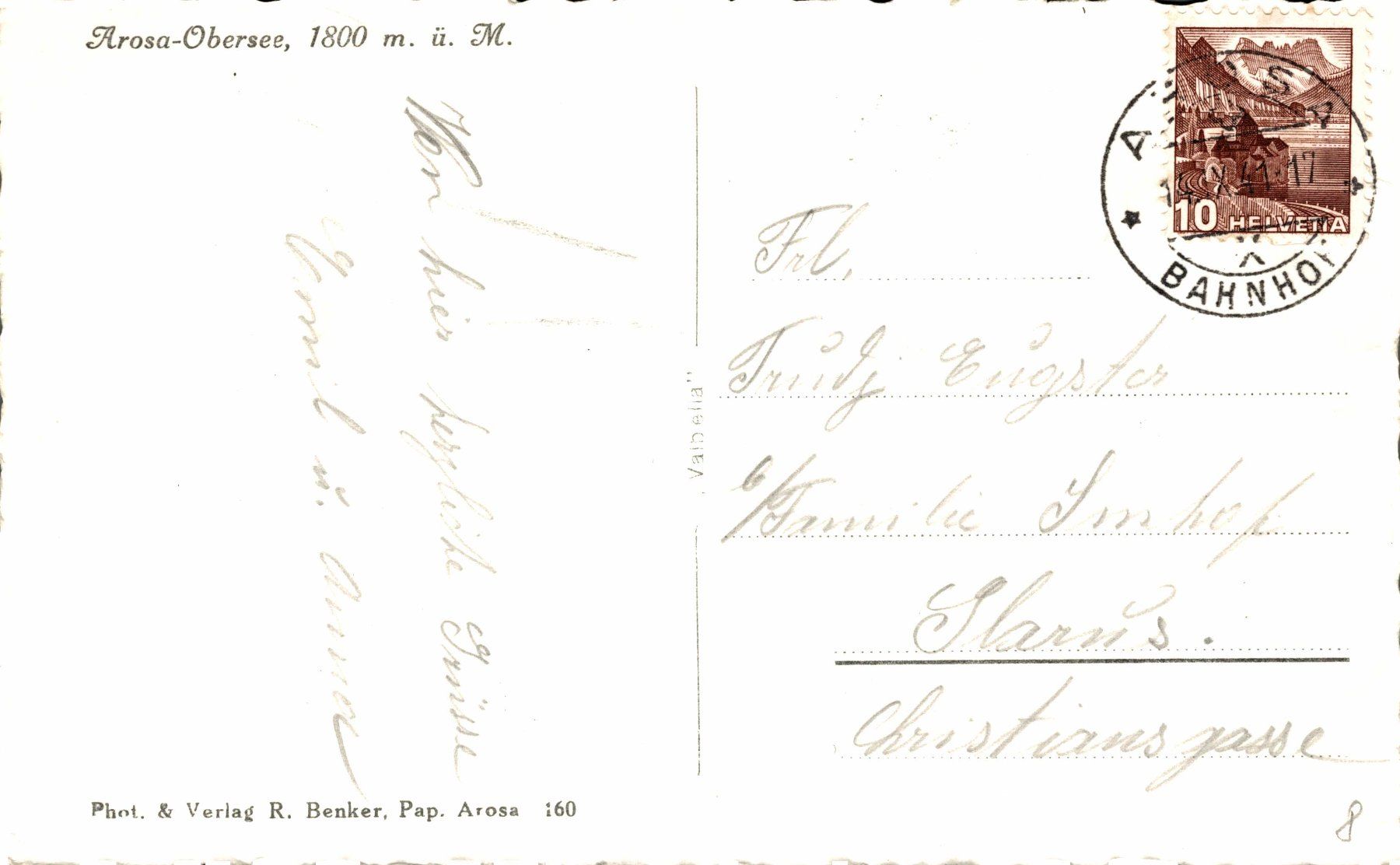 Cartoline postali: Arosa Obersee – Usato da Bronschhofen venduto da Astore 1