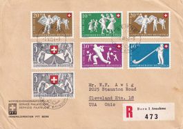 1951, Pro Patria Nr. B51-55, auf R-FDC (BERNE) n. Ohio (USA)