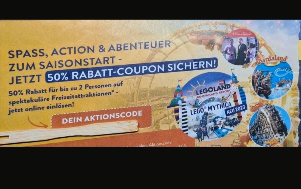2 für 1 Ticket (Gutschein) Freizeitpark Gardaland / Legoland Acheter sur Ricardo