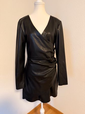 Faux Leather Wrap Dress – Size L