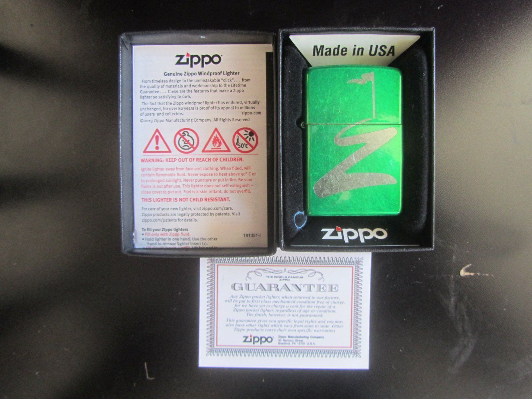 Zippo Accendini: Zippo Green Golf NEUF – Nuovo e nell'imballaggio originale da Pampigny venduto da Calypso06 2