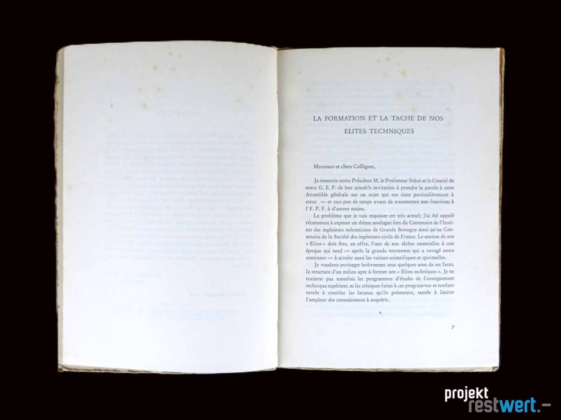 Libri: La Formation et la Tache de nos Elites Techniques – Usato da Bülach venduto da restwert_buelach 1