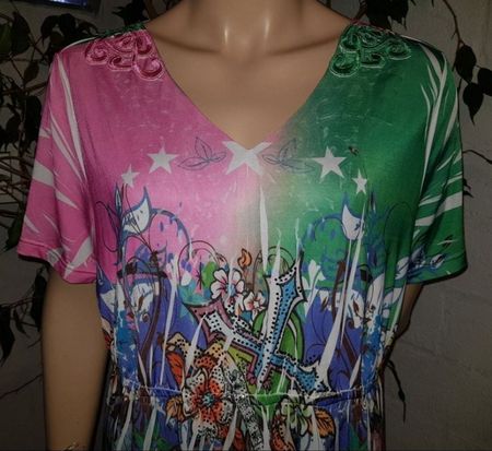 Farbenfrohes Sommerkleid, Gr. XL