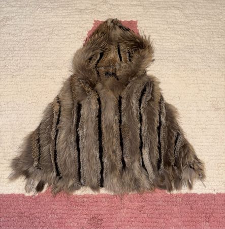 Genuine Rabbit & Marmot Fur Hooded Cape / Poncho – L/XL