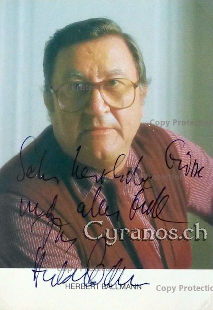 Autogramme: Herbert Ballmann (1924-2009) Schauspieler - Autogramm – Gebraucht aus Dietikon von immortal-stars