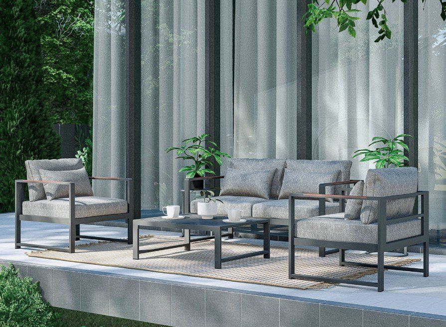 Tischset: Gartenlounge Noa, 4 Teilig mit Aluminiumgestell Anthrazit – Gebraucht aus Möhlin von MichaBS85 1