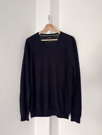 Manor Man Pullover V-Neck Size XL Navy Merino Wool