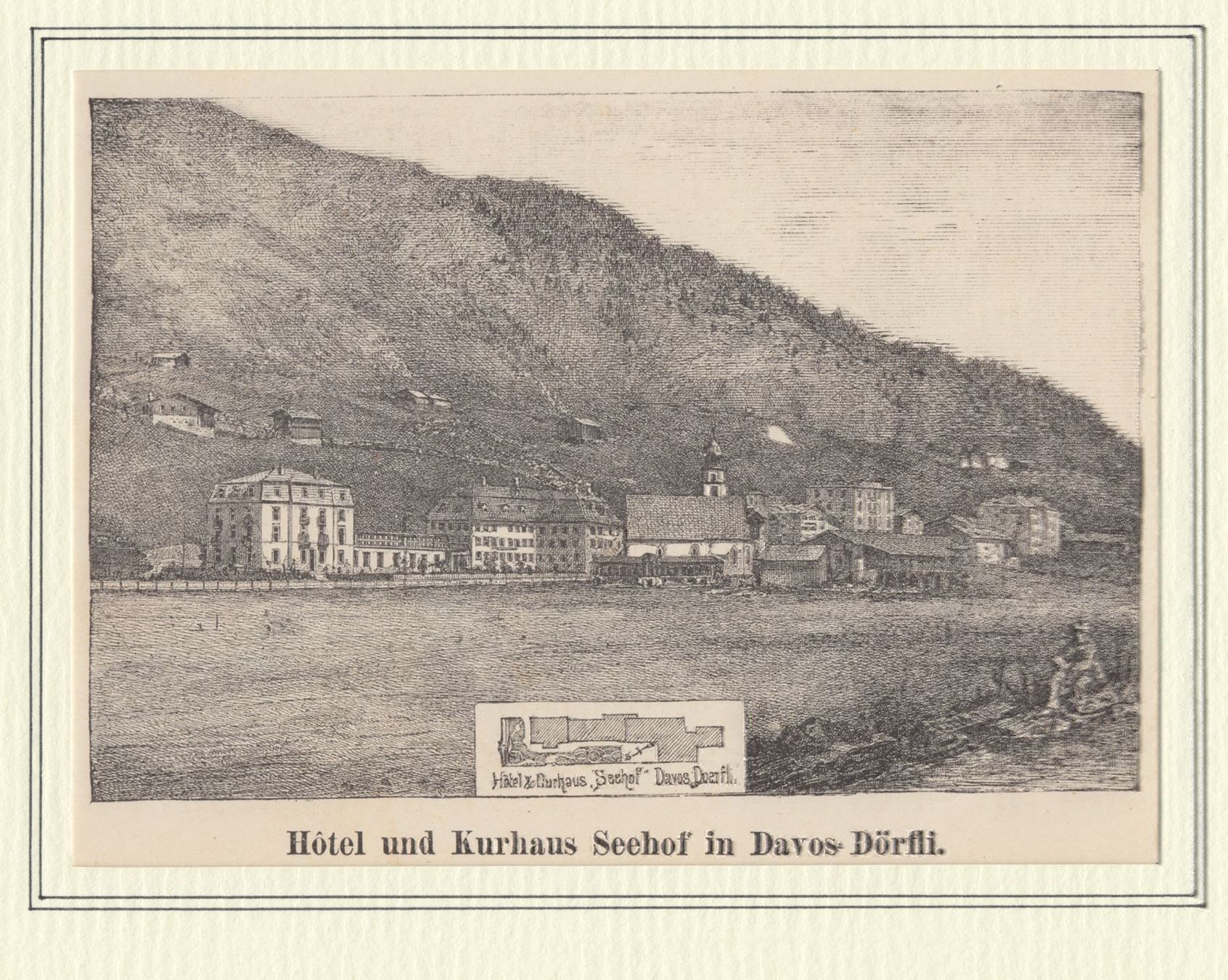 Foto & Immagini: DAVOS-DÖRFLI, FEDERLITHOGRAPHIE 1880 – Antico da Grüningen venduto da Kartensammler