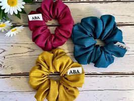 Scrunchies (3 Stück) - Dupioni Seide - Handgemachte - Neu!