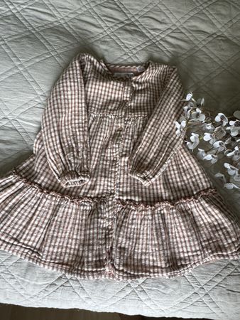 Mädchen Kleid Zara kariert braun weiss Grösse 104 neuwertig