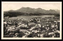 AK Luzern, Panoramablick mit Rigi