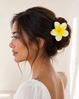 Haarblume Gelb-Weiss Ø 11.5 cm – Hawaii Blume Haarclip