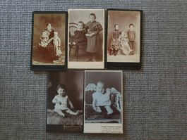 5 antike Kartonfotos / Kinder