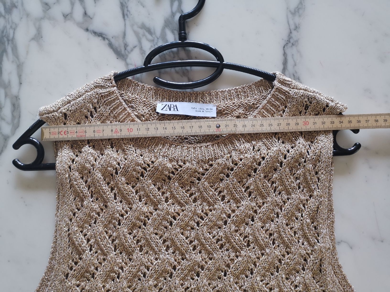 Zara Top: Zara Strick top, gold mit Fransen  – Usato da Uerikon venduto da pink_flamingo 5