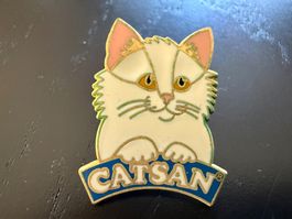 Catsan Pin/Anstecker Seltenes Sammlerstück Vintage Katze
