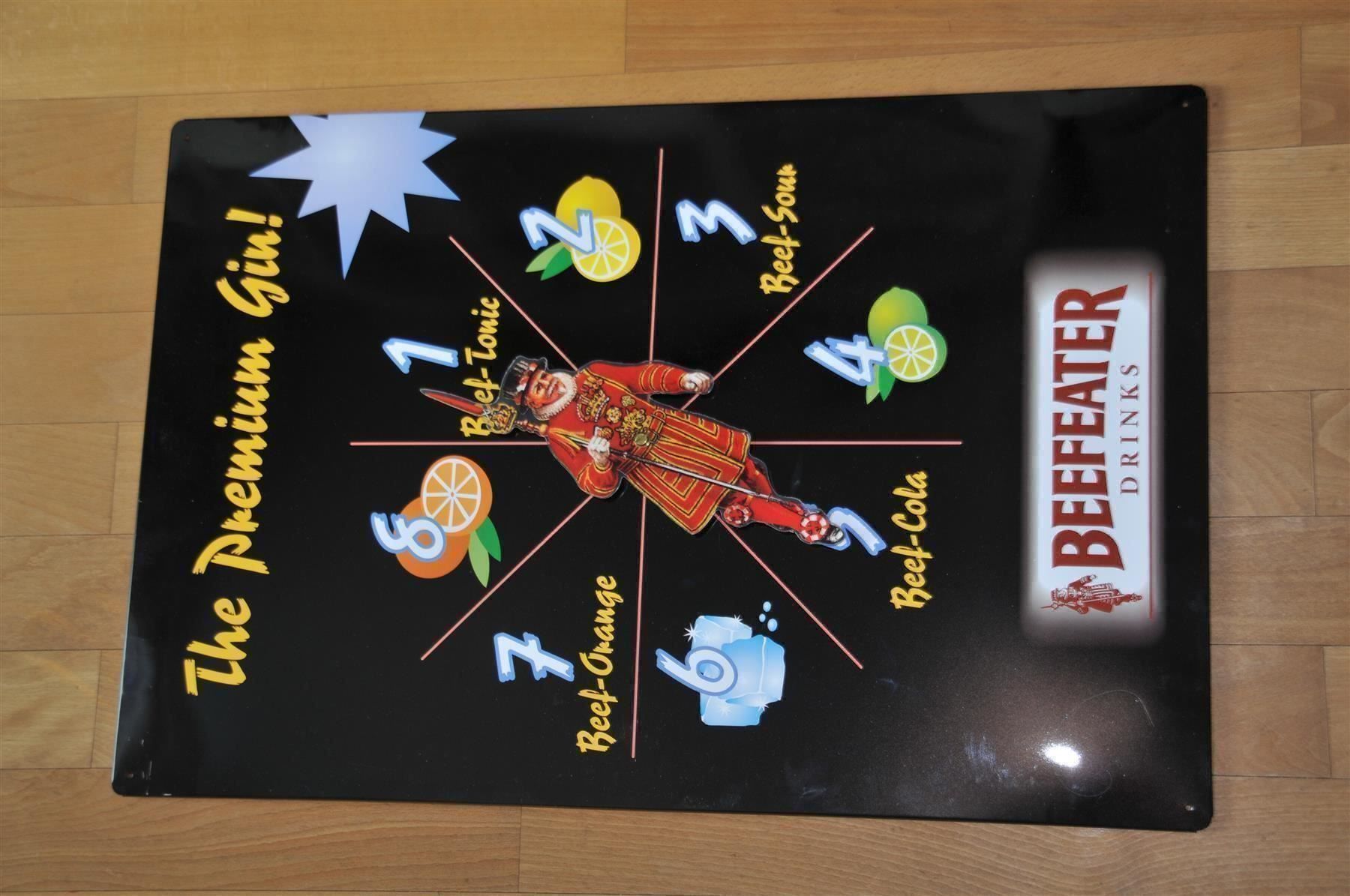 Insegne: Blechtafel Beefeater Drinks - NEU – Nuovo e nell'imballaggio originale da Winterthur venduto da Schwestere