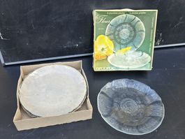 Vintage Arcoroc Fleur Teller Set 6 Stück Glas 23 cm