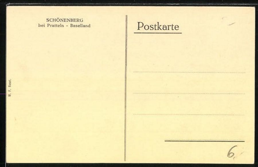 Cartoline postali: Schönenberg bei Pratteln, um 1920-30 – Usato da Frauenfeld venduto da POML 1