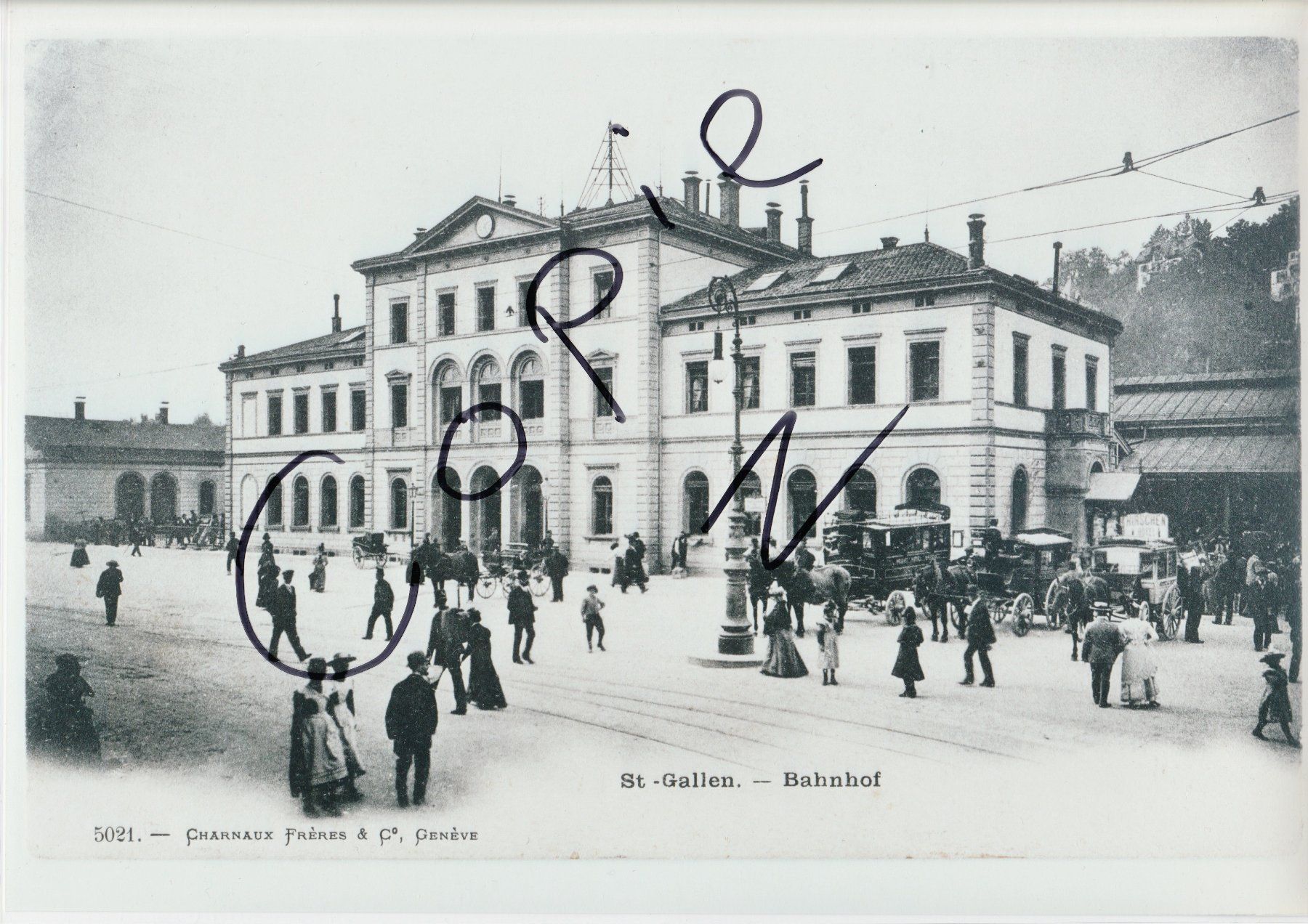 Cartoline postali: St. Gallen, Bahnhof  -  (um 1900) – Usato da Fällanden venduto da Blausegelfliege
