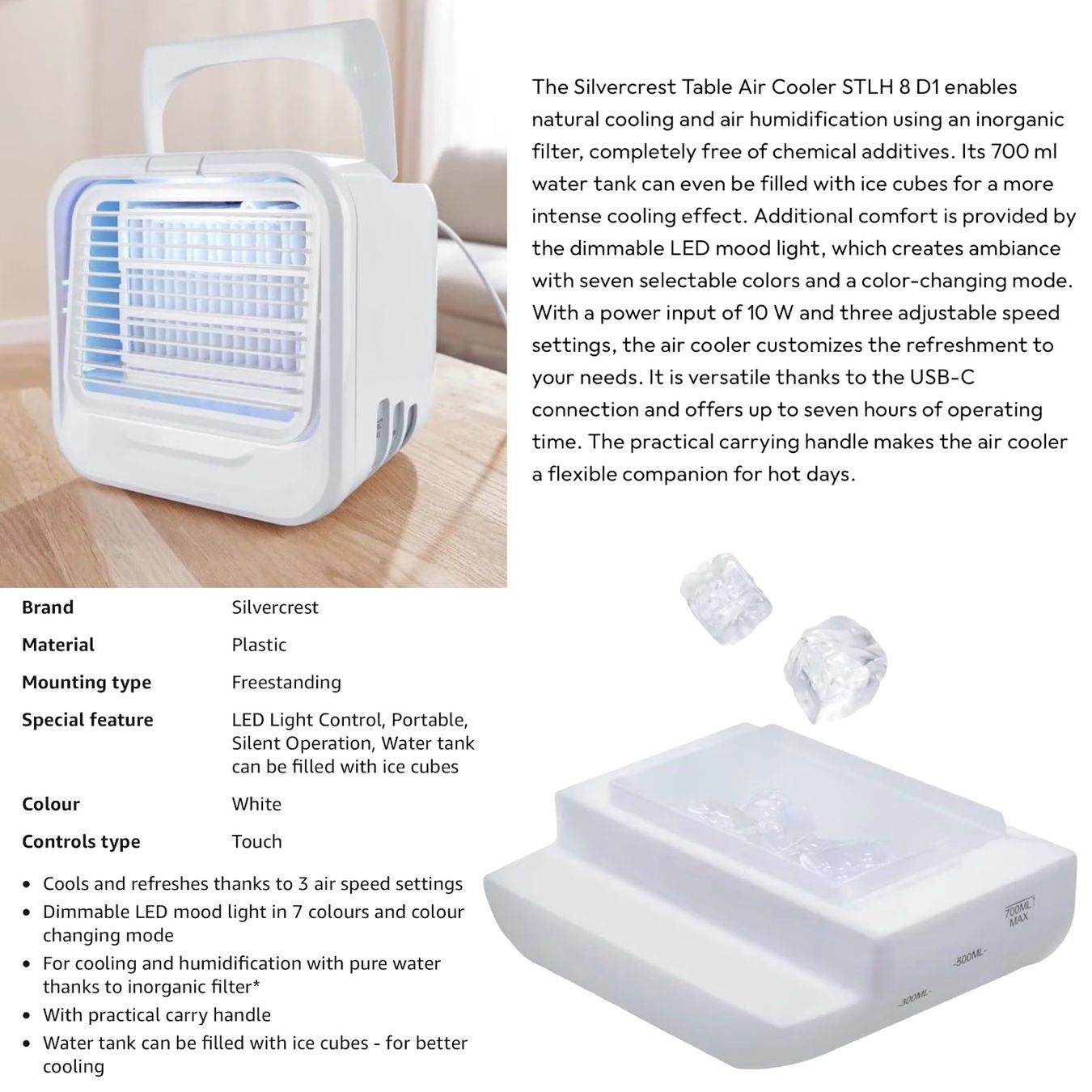 Climatiseurs: Silvercrest Table Air Cooler STLH 8 D1 White Portable – Neuf (Voir description) à Bogis-Bossey par aye_jy77 1