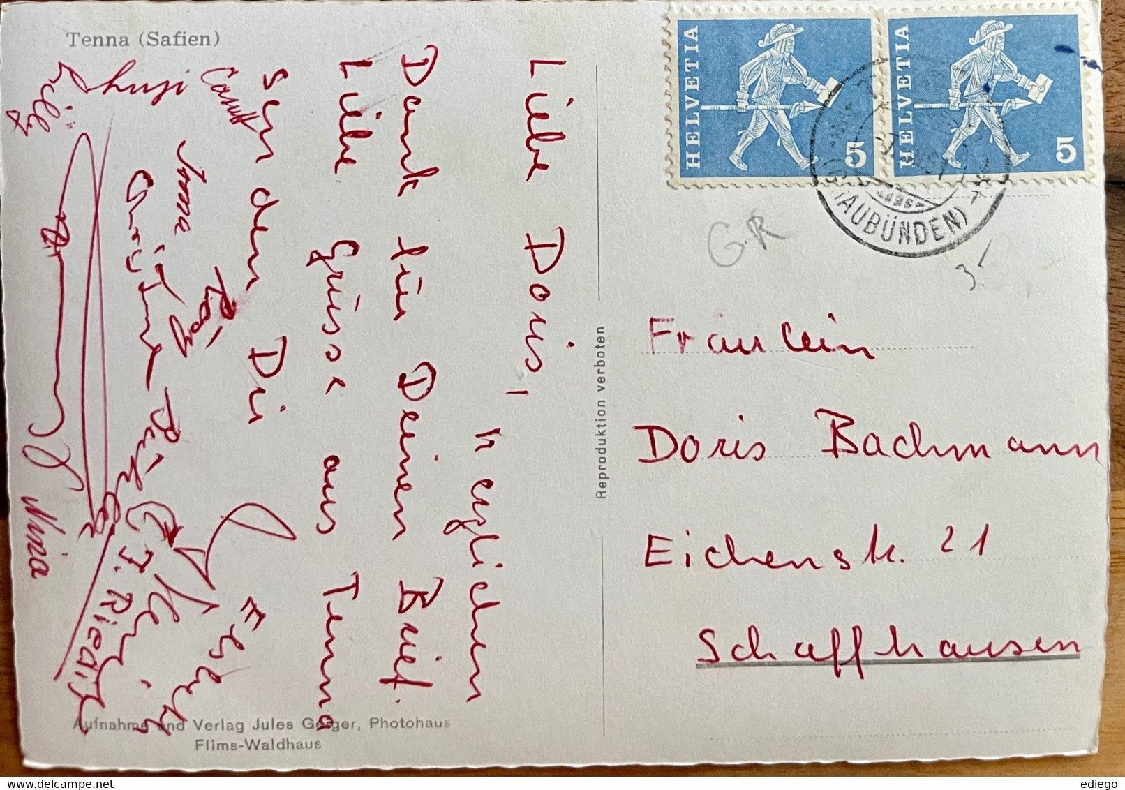 Cartoline postali: TENNA - SAFIEN 1959 – Usato da Lutry venduto da Ediego 1