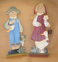 ▓▒░ Naive Holzstatuen von zwei niedlichen Bauern ▓▒░