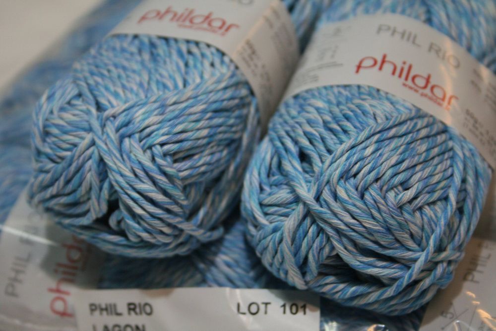 Lot De 10 Pelotes De Fil Phildar RECIF – Couleur Turquoise, Neuves, Coton/acrylique
