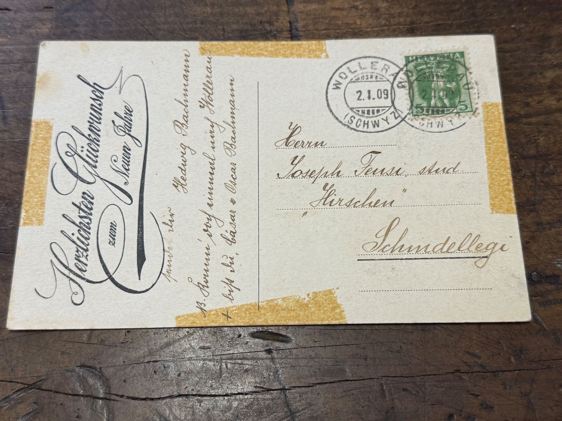 Cartes postales: 1909 Gruss aus Wollerau belebt – D'occasion à Bern par Jwpm66 1