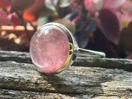 Sterling Silber Ring 925 - Rosaturmalin - Grösse 52