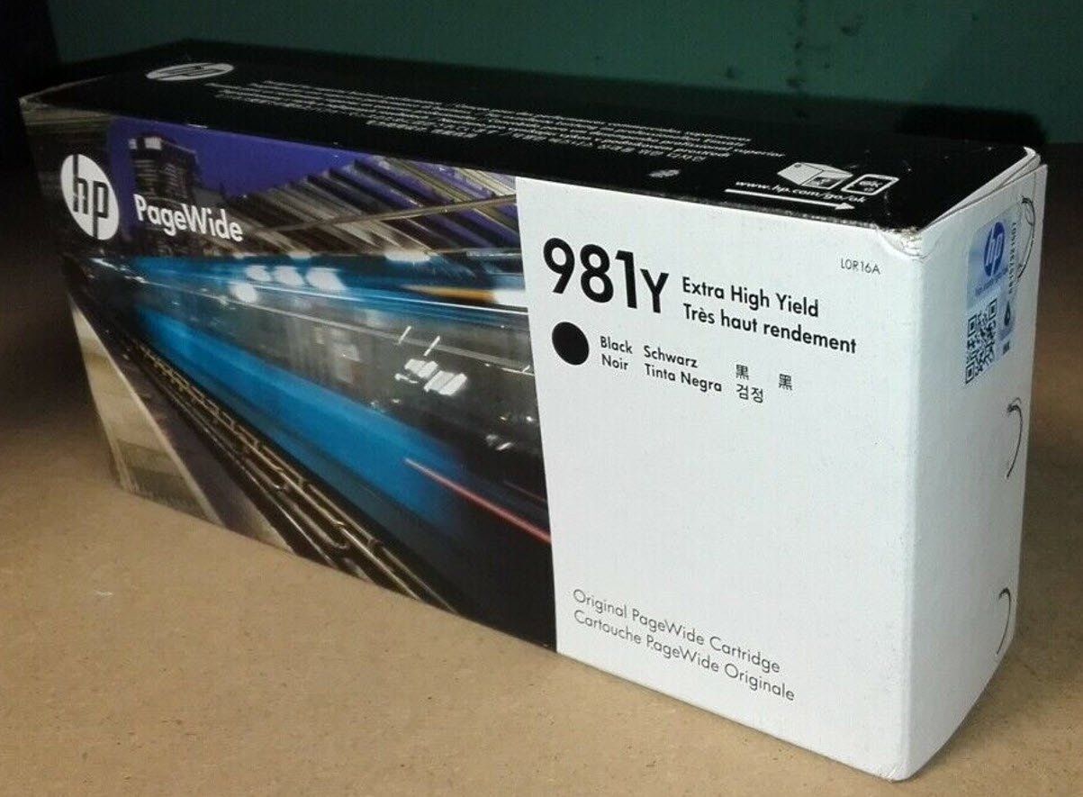 Hewlett Packard Druckerpatronen & Toner: HP PageWide 586/E55650/E58650 black Patrone, L0R16A/981Y – Neu und originalverpackt aus Glattbrugg von copytron