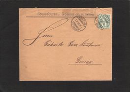 Abart: Verschobener Druck auf Ziffer 5 Rp ,Gossau SG , 1906