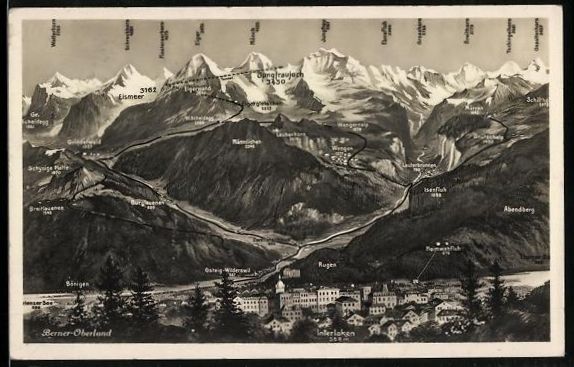 Cartoline postali: Interlaken /Berner-Oberland, Ortsansicht – Usato da Berlin venduto da bartko-reher
