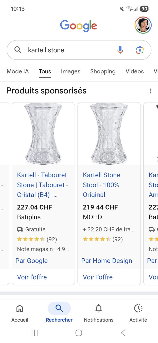 Kartell Hocker: Kartell Stone | Tabouret Cristal – Gebraucht aus Evilard von emi_r6cd 5