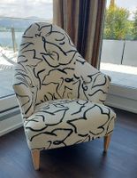 Design Sessel mit Stoffbezug schwarz weiss, guter Zustand