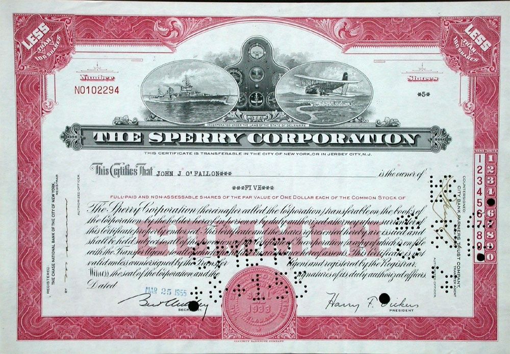 Documenti: Sperry Corporation - 1955 – Usato da Solothurn venduto da Sgasche