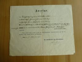 Olten, Anzeige. Beziehe sich um einen Land-Parzelle, 1891