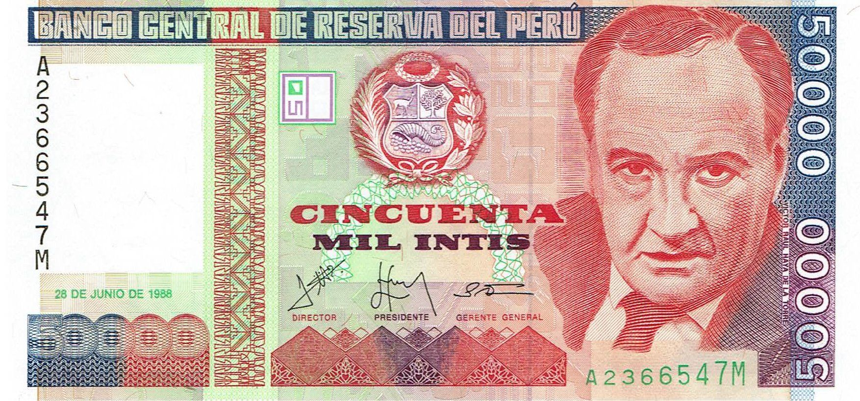 Banconote: Peru 50000 Intis 1988 P-142 UNZ – Nuovo (secondo la descrizione) da Steffisburg venduto da ber_8htf