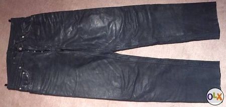 HIS Nubuk Lederjeans in mattes schwarz Grösse 31