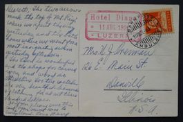 HOTEL DIANA Luzern, roter Stempel von 1921 auf Postkarte